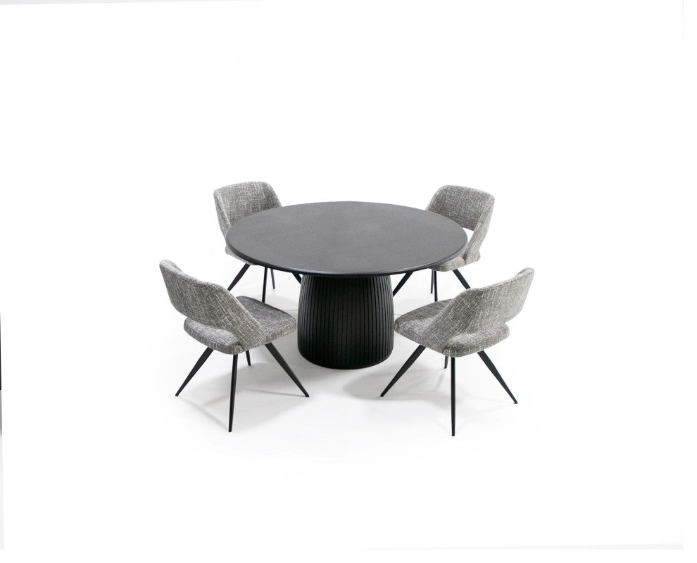Lander Modern Mid Century Black Oak Round Dining Table