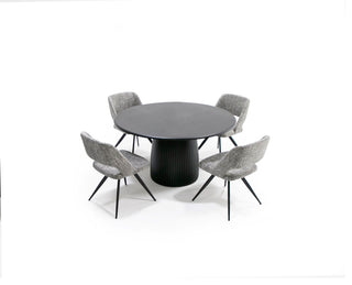 Lander Modern Mid Century Black Oak Round Dining Table