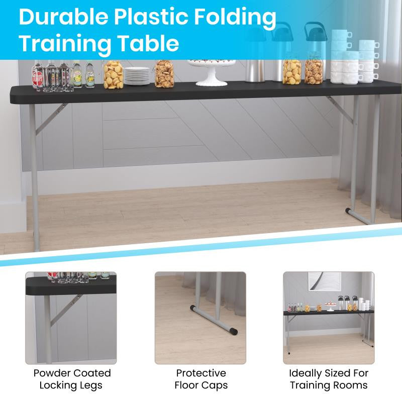 Kathryn 6-Foot Plastic Folding Training Table, Black