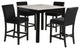 Benzara BM272110 42" 5 Piece Counter Table Set With Velvet Seating, Black