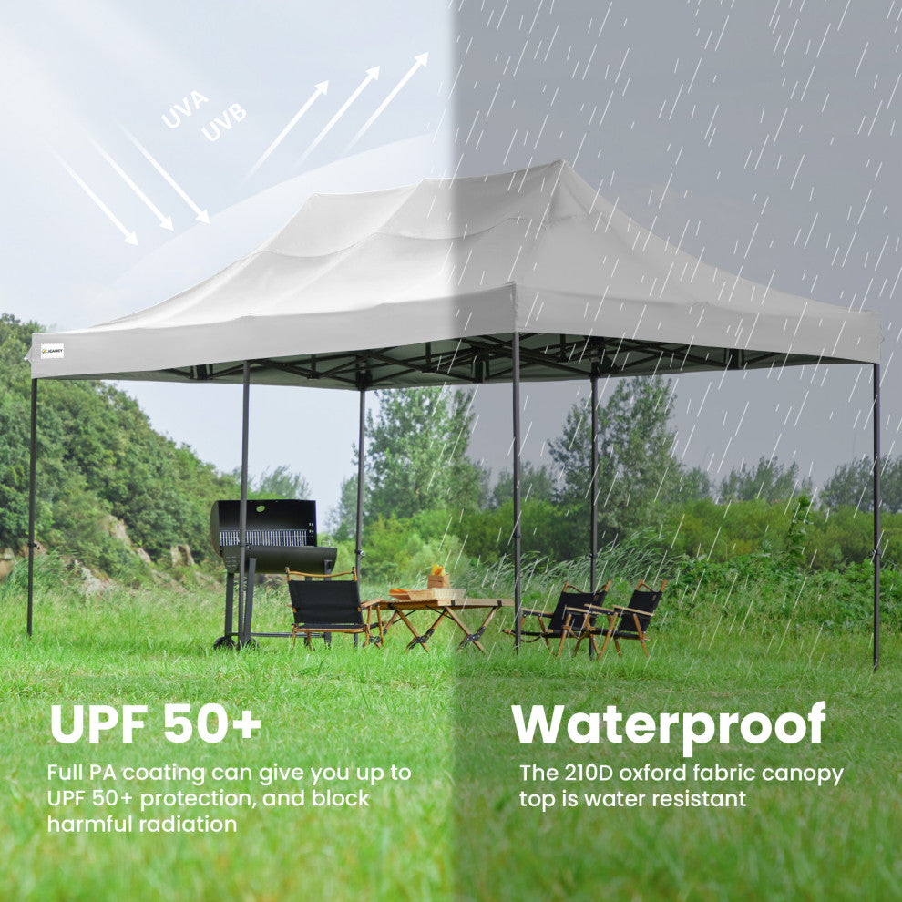 JEAREY Pop Up Canopy Tent, Outdoor Canopy, 4 Sand Bags, White, 10x20ft