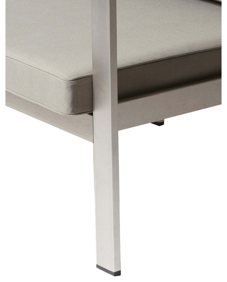 Benzara BM287850 Piece Outdoor Sofa, Chairs and Table Set, Sleek Silver Aluminum