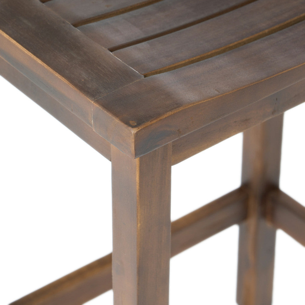 GDF Studio Cindy Outdoor Mahogany Brown Acacia Wood Counter Stool, Set of 4