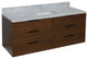 Oslo 60" Floating Wall Mounted Bathroom Vanity, Walnut, Carrara Marble, Single