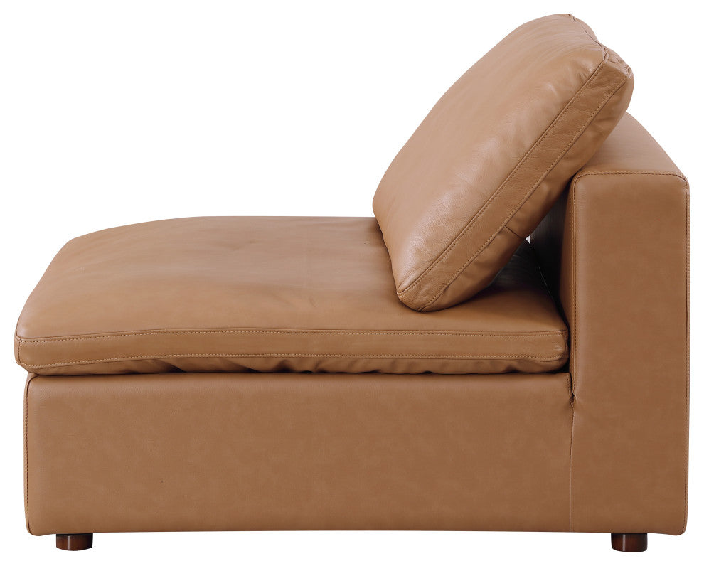 Dante Armless Chair Upholstered, Top Grain Italian Leather