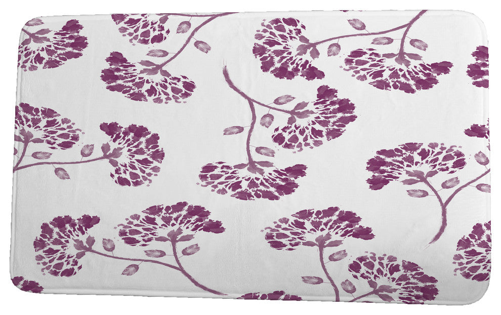 Floral Frolic April Floral Print Bath Mat, Purple, 21"x34"