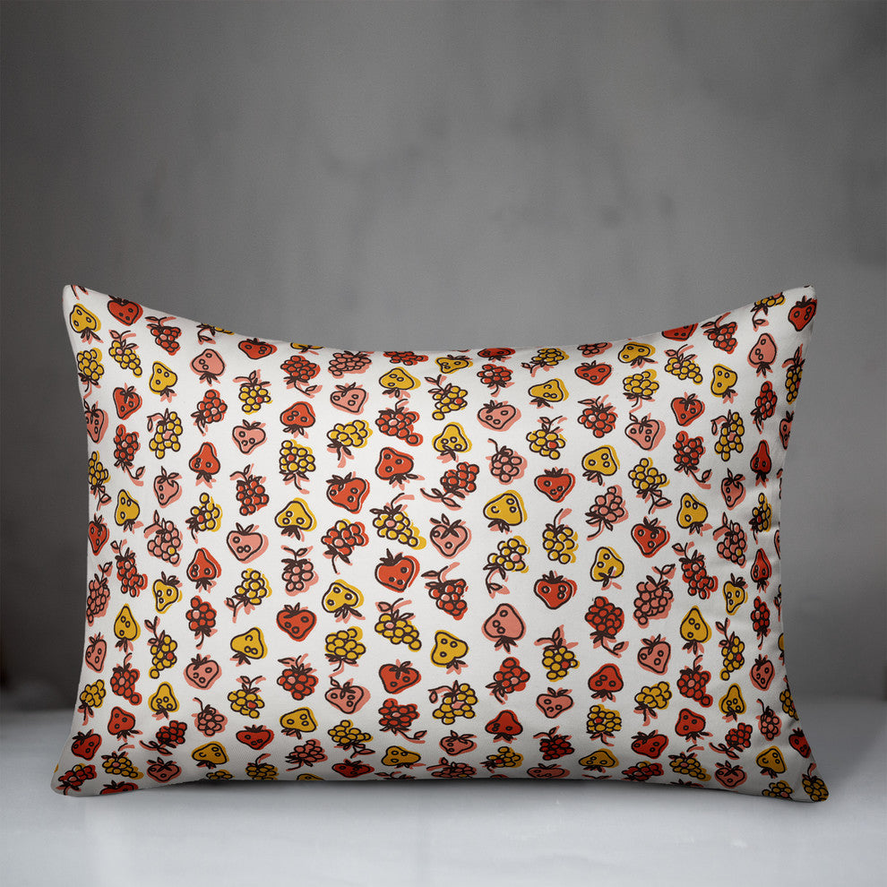 Red Fruit Pattern Throw Pillow