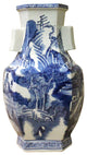 Chinese Blue and White Porcelain Oriental Mountain Scenery Graphic Vase Hcs3609