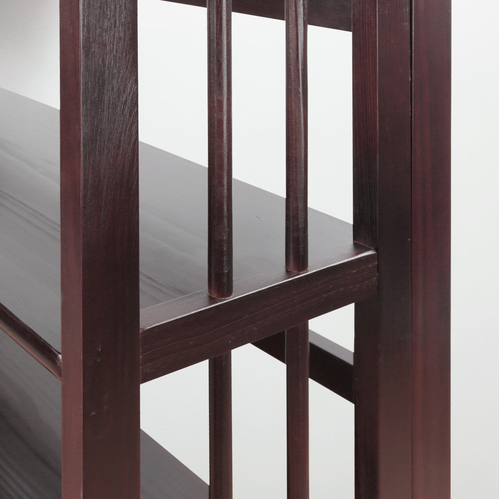 3 Shelf Folding Bookcase, Espresso, Large, 3 Shelf
