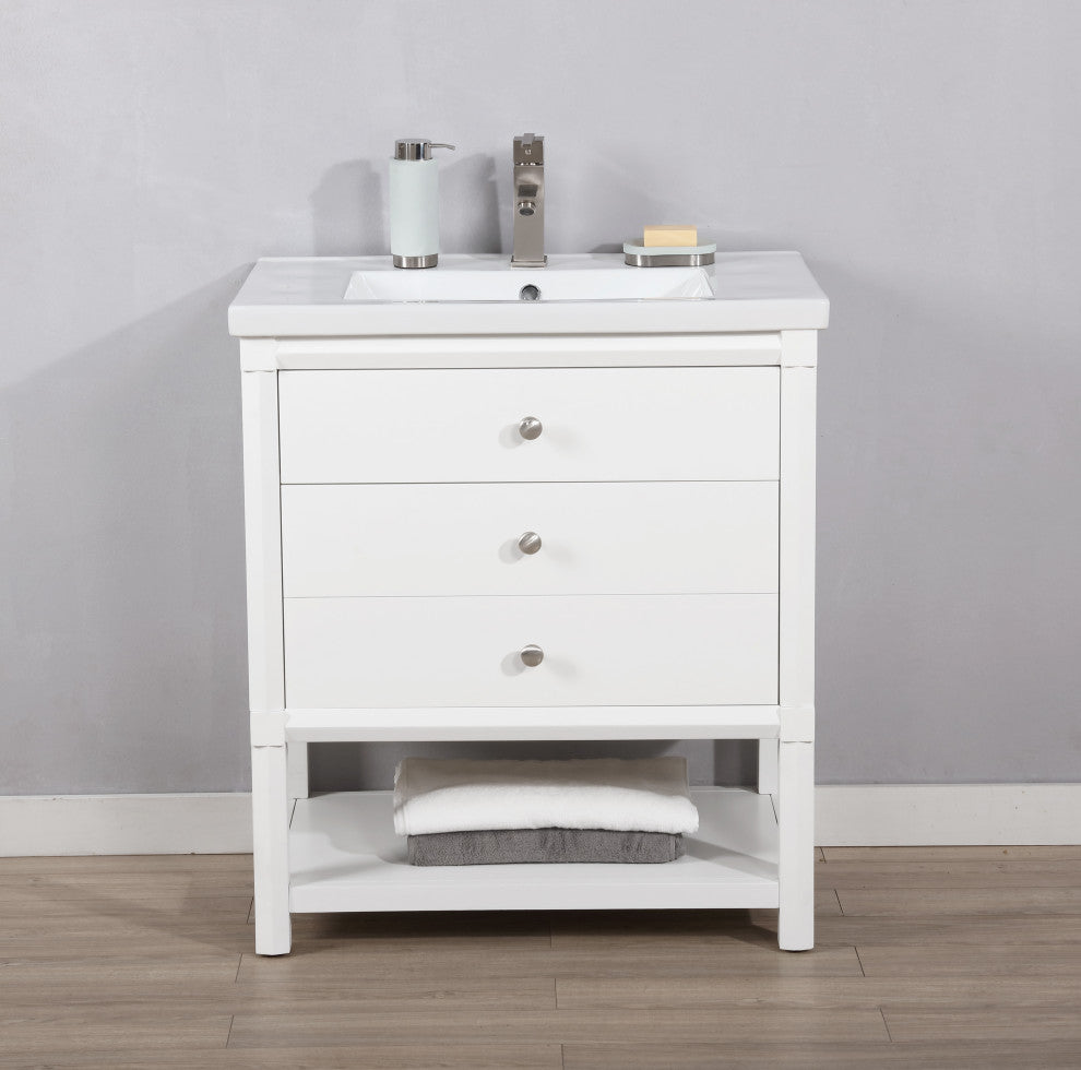 Logan Transitional White 30" Single Sink Vanity