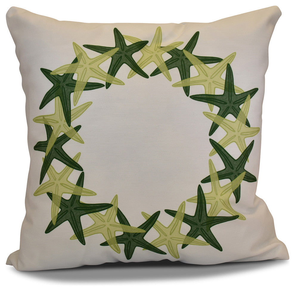 Decorative Holiday Pillow Geometric Print, Green, 18"x18"