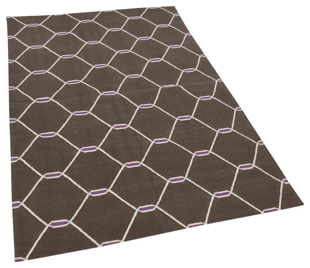 Rug N Carpet - Handmade Wool 3' 7'' x 5' 7'' Geometric Dhurrie Kilim Rug
