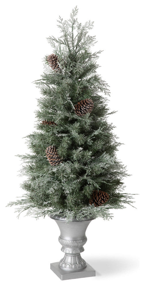Pre-Lit Pine Artificial Christmas Tree, 4', Pinecones