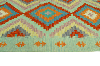 Sangat Kilim Curley Red/Light Green Runner, 2'9x8'3