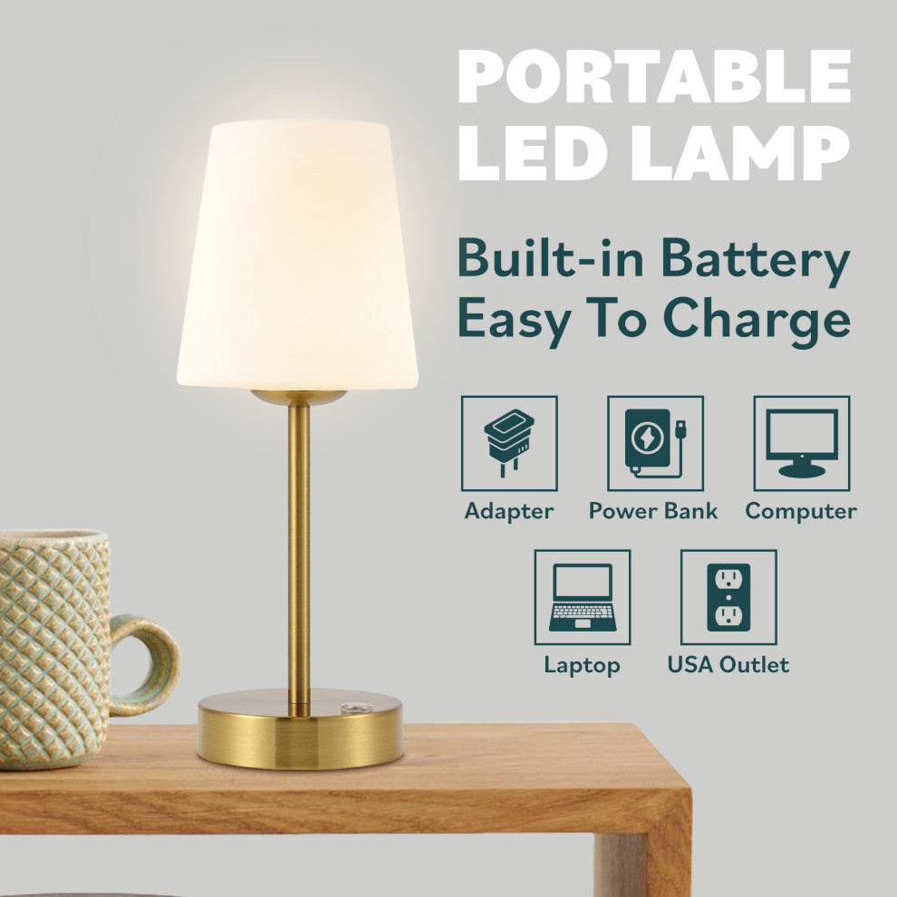 12.75" Modern Minimalist Iron Rechargeable Integrated LED Table Lamp