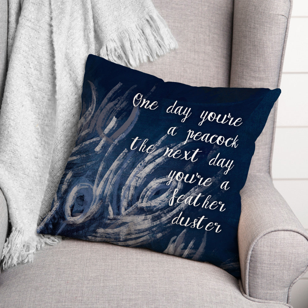 Peacock Feather Duster 2 16x16 Spun Poly Pillow