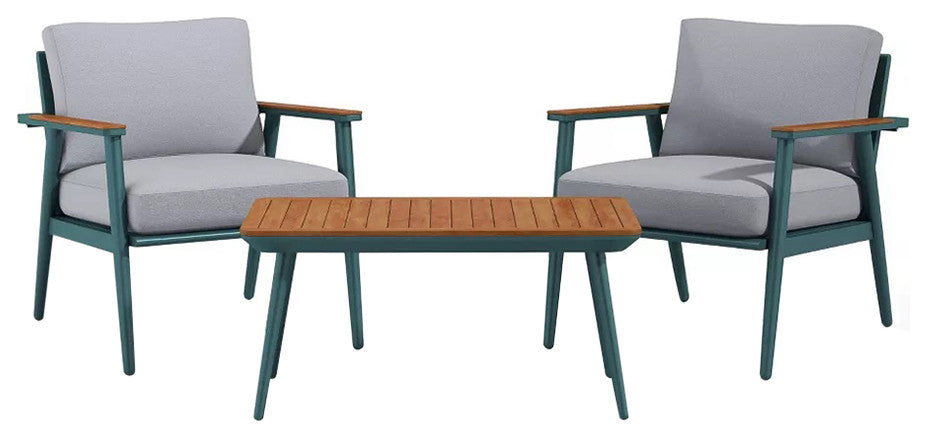 3 Piece Patio Table Set, Green/Gray