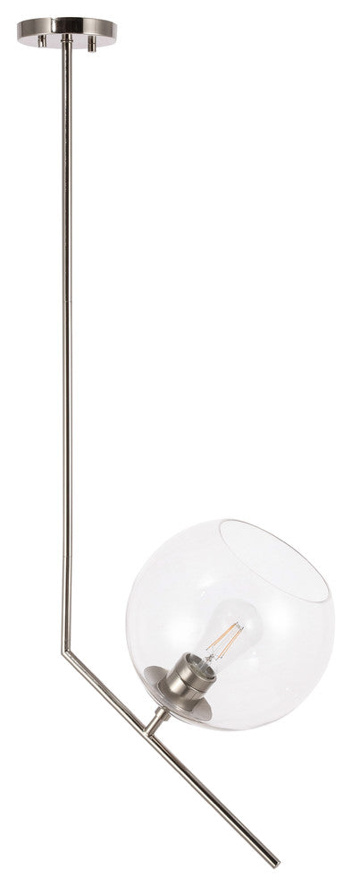 Chrome Finish And Clear Glass 1-Light Pendant