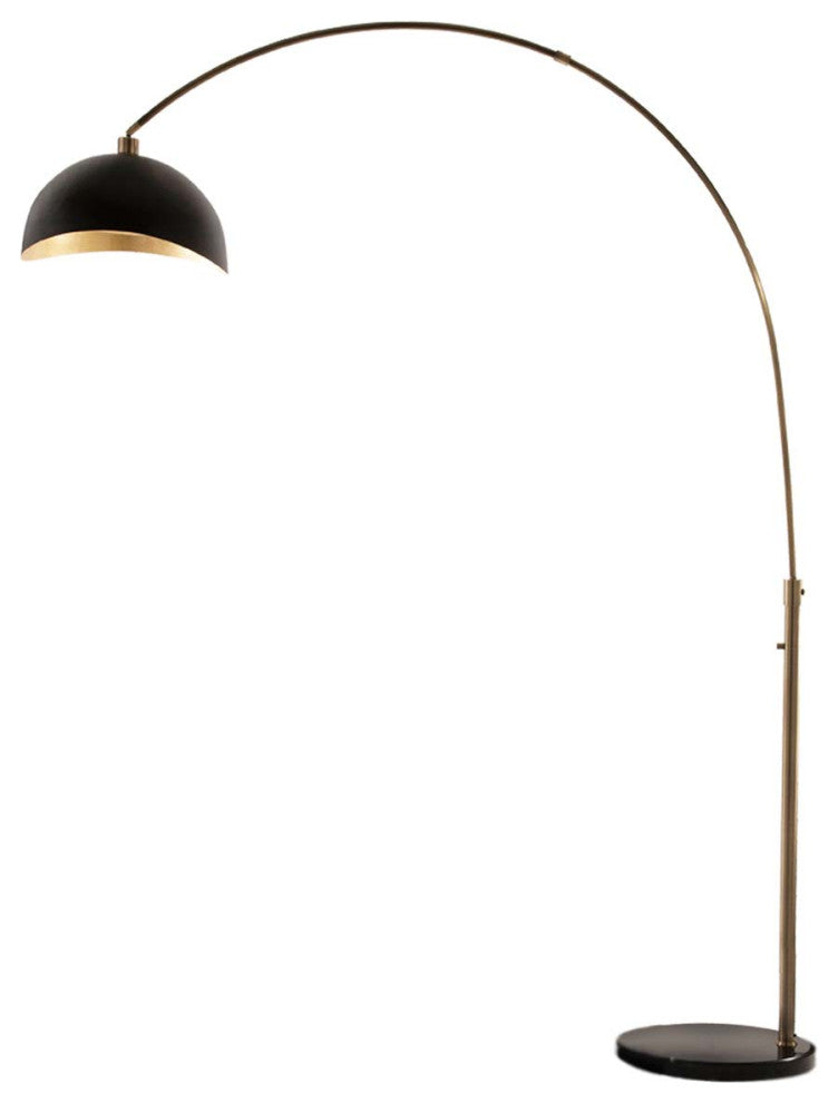 Luna Bella Arc Floor Lamp - 92", Weathered Brass, Dimmer Switch, Marble Base, Weathered Brass