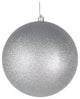 250Mm 10" Silver Glitter Ball Ornament With Wire