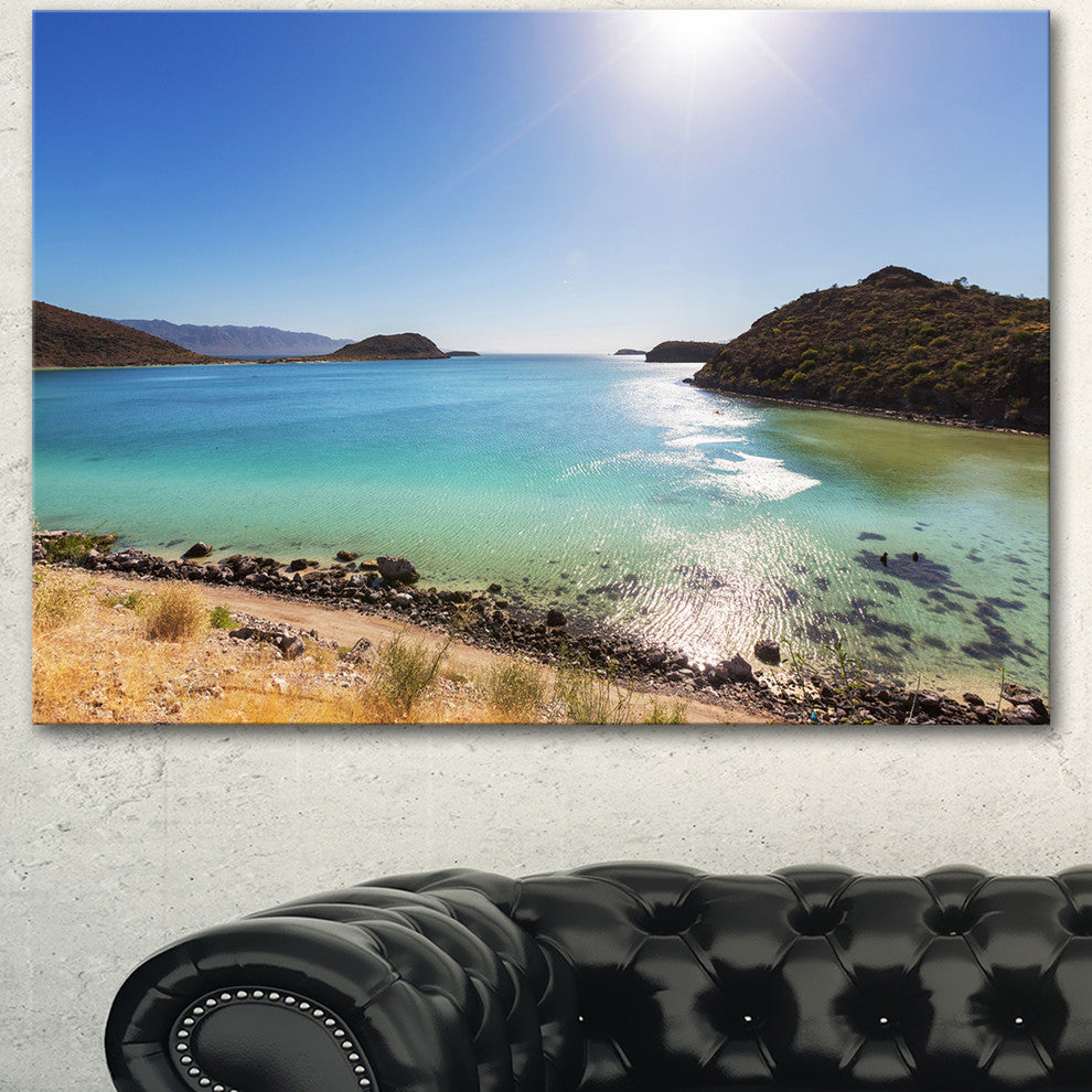Blue Baja California Beach, Seashore Canvas Art Print, 40"x30"