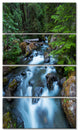 Rushing Water in Forest Creek, Landscape Canvas Art, 28"x48", 4 Panels