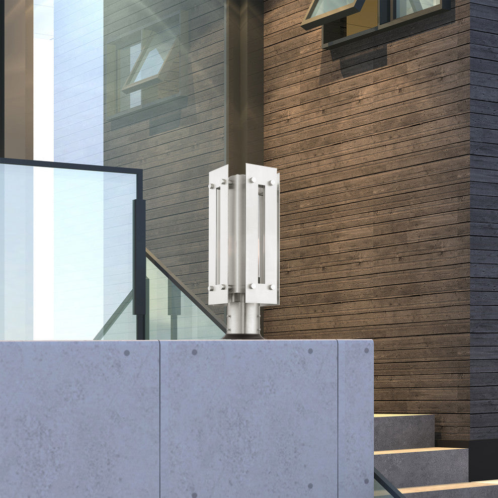 Livex Lighting Utrecht 1 Light Brushed Nickel Medium Outdoor Post Top Lantern