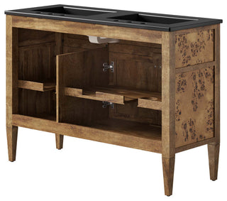 Elysian 48" Wood Double Sink Bathroom Vanity - Black Brown