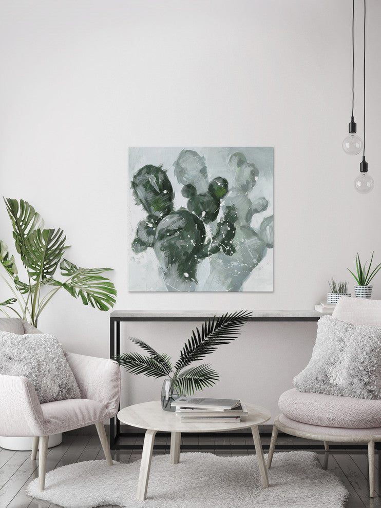 "Abstract Cactus I" Painting Print on Wrapped Canvas, 32"x32"