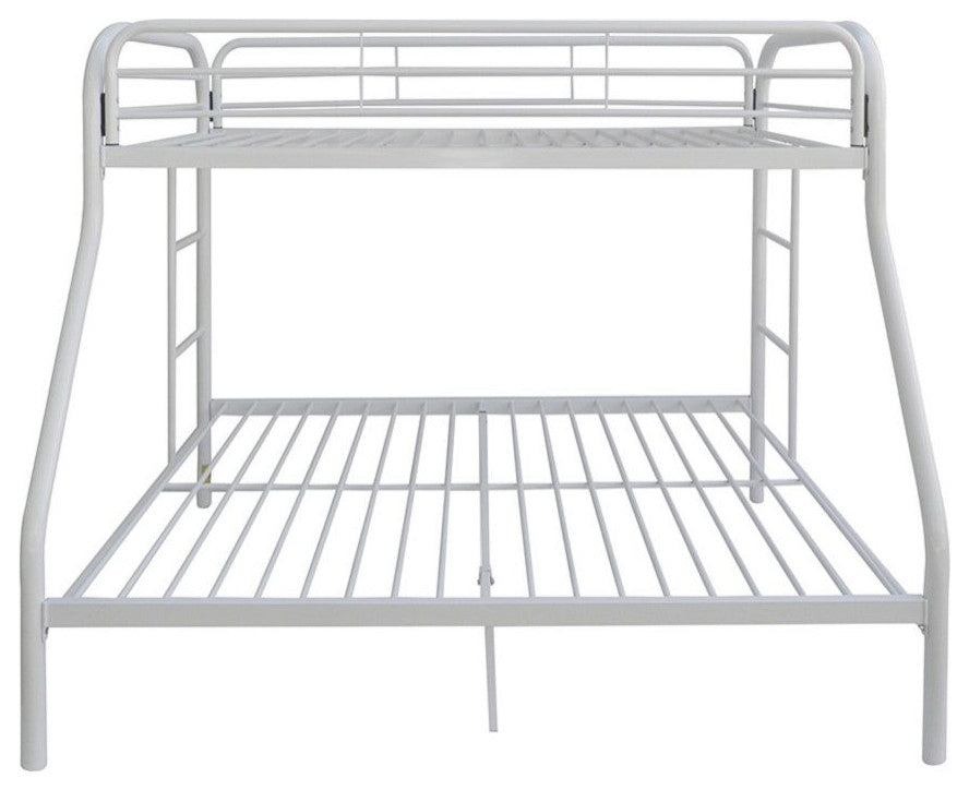 78"x54"x60" Twin Over Full White Metal Tube Bunk Bed