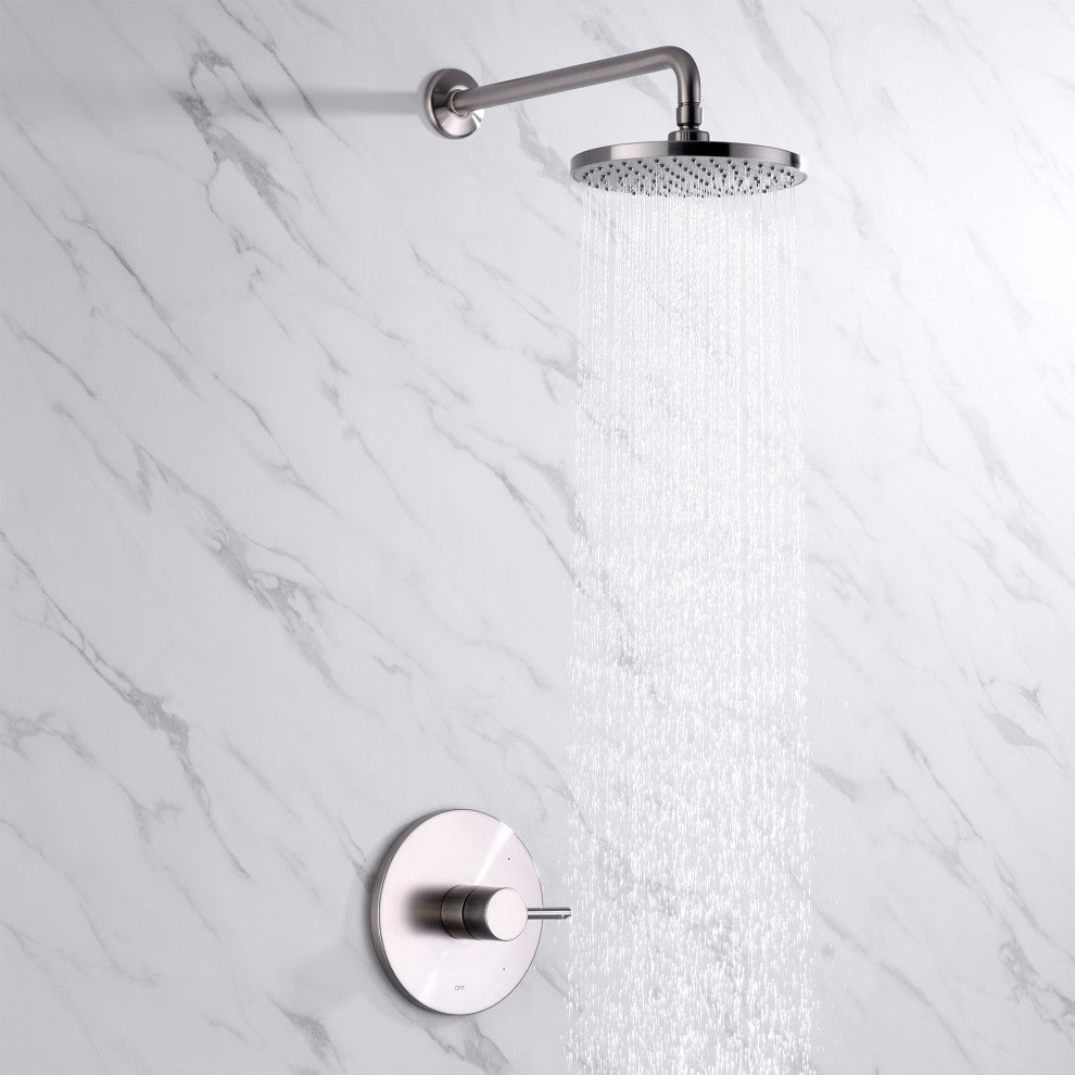 Luxier SS-B01-T Rainfall Shower Faucet Set, Brushed Nickel