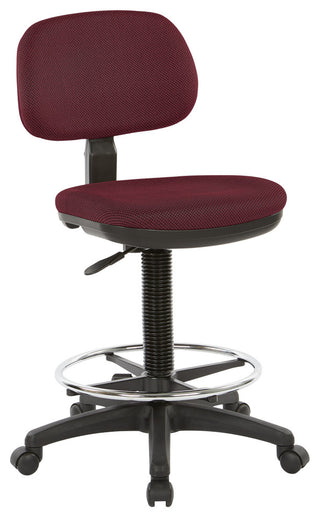 Sculptured Seat and Back Drafting Chair With Adjustable Foot Ring, Wine