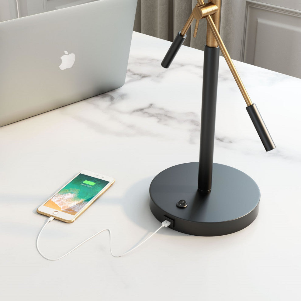 Table Lamp, Steel Metal, Black, Brass, Kitchen Lounge Bistro Lobby Hospitality