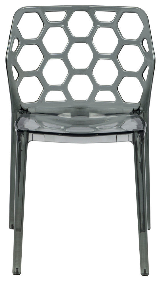 Leisuremod Dynamic HoneyComb Design Dining Chair, Set of 4, Transparent Black
