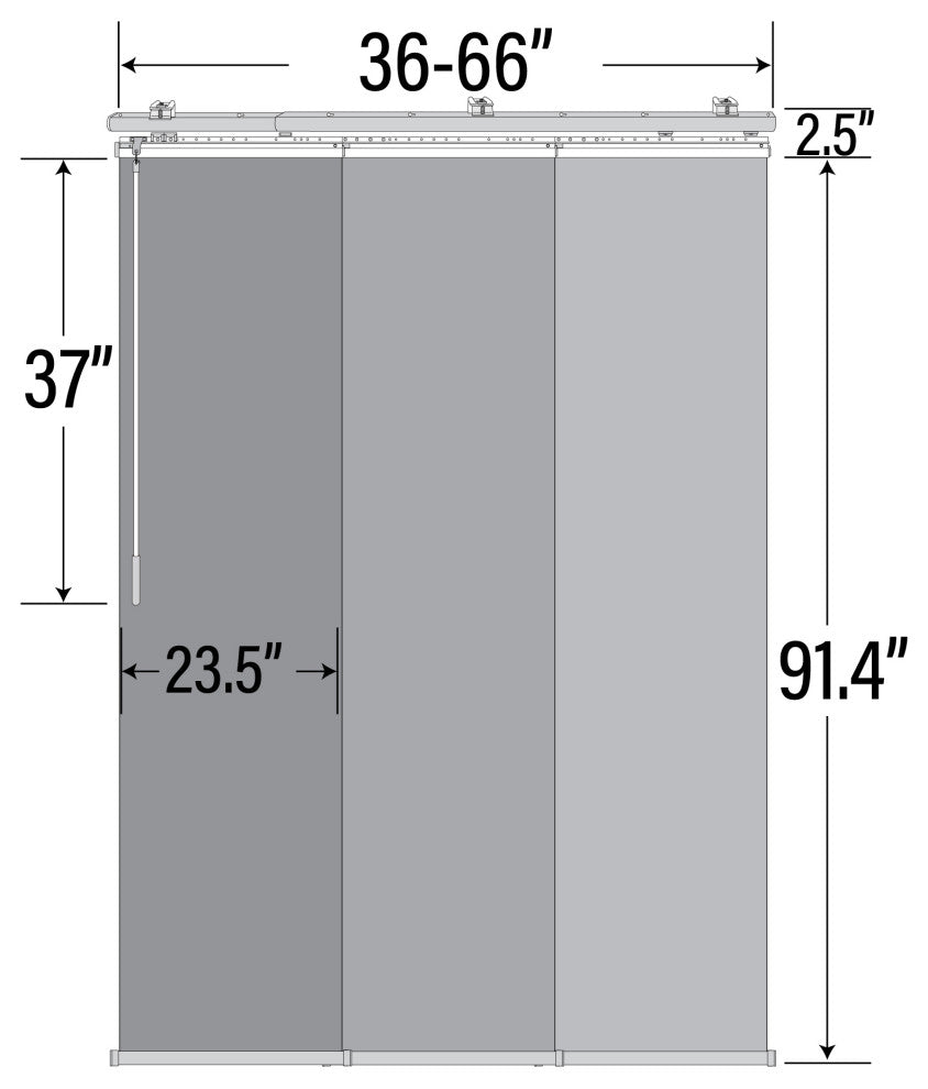 Rubi 3-Panel Track Extendable Vertical Blinds 36-66"W