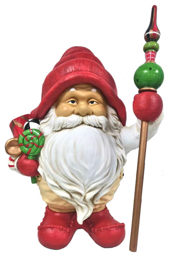 Set of 2 Santa Gnome Statue Holding Gifts