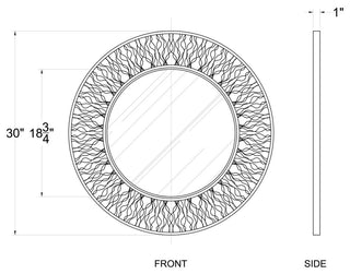 Estela 30-in Round Wall Mirror - Matte Black/French Gold