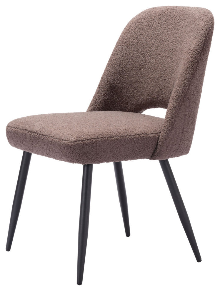 Dining Chair, Set of 2, Steel Metal, Fabric, Brown, Black, Kitchen Cafe Bistro