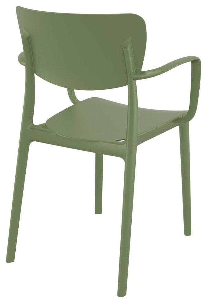 Lisa Outdoor Dining Arm Chair, Set of 2, Olive Green