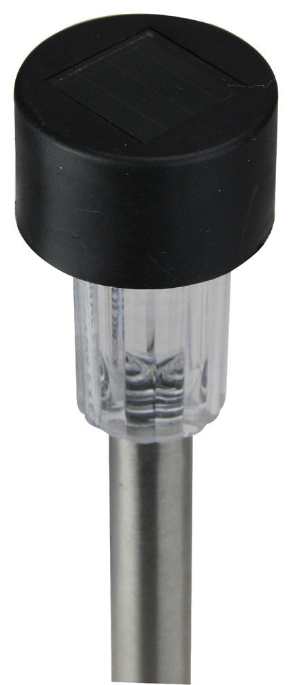 10" Black Lamp Post Solar Light With White LED Light and Lawn Stake