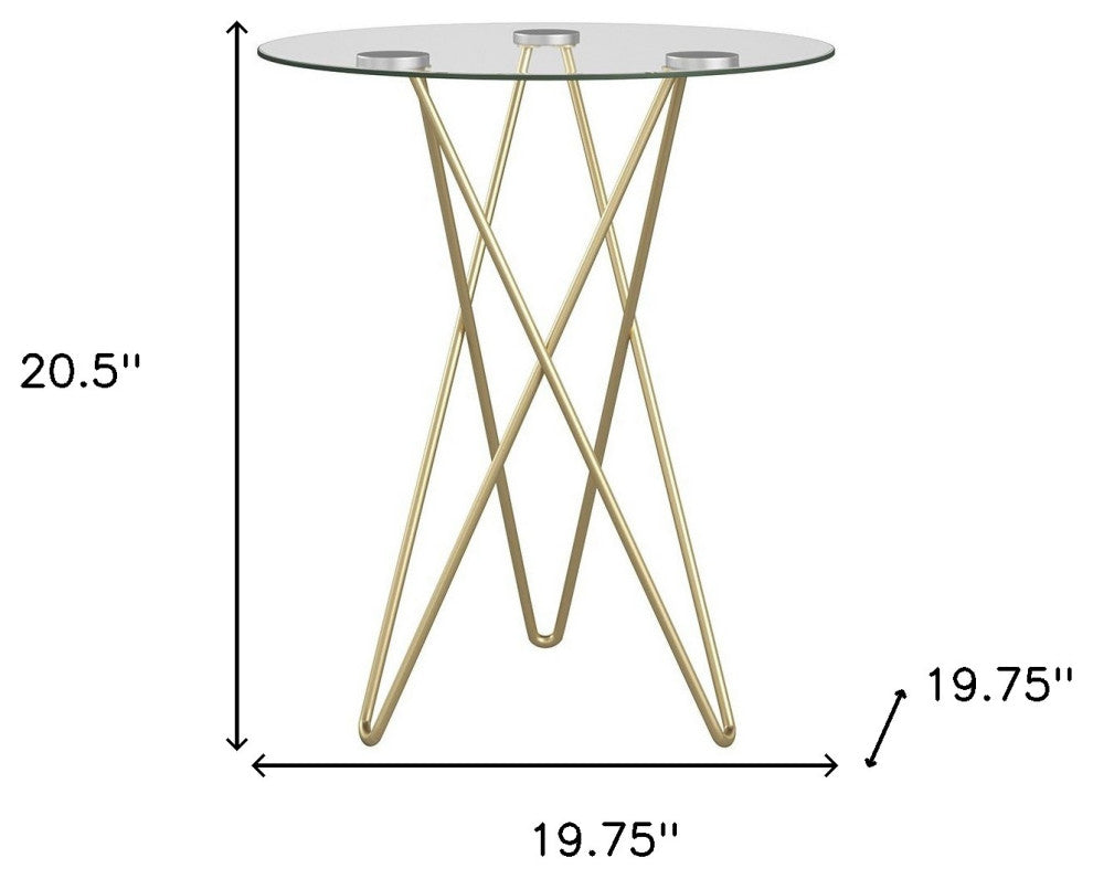 Geometric Clear Glass and Gold Round Table