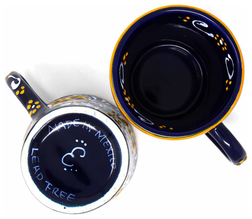 Set of Two Handcrafted Blue Ceramic Flared Cups