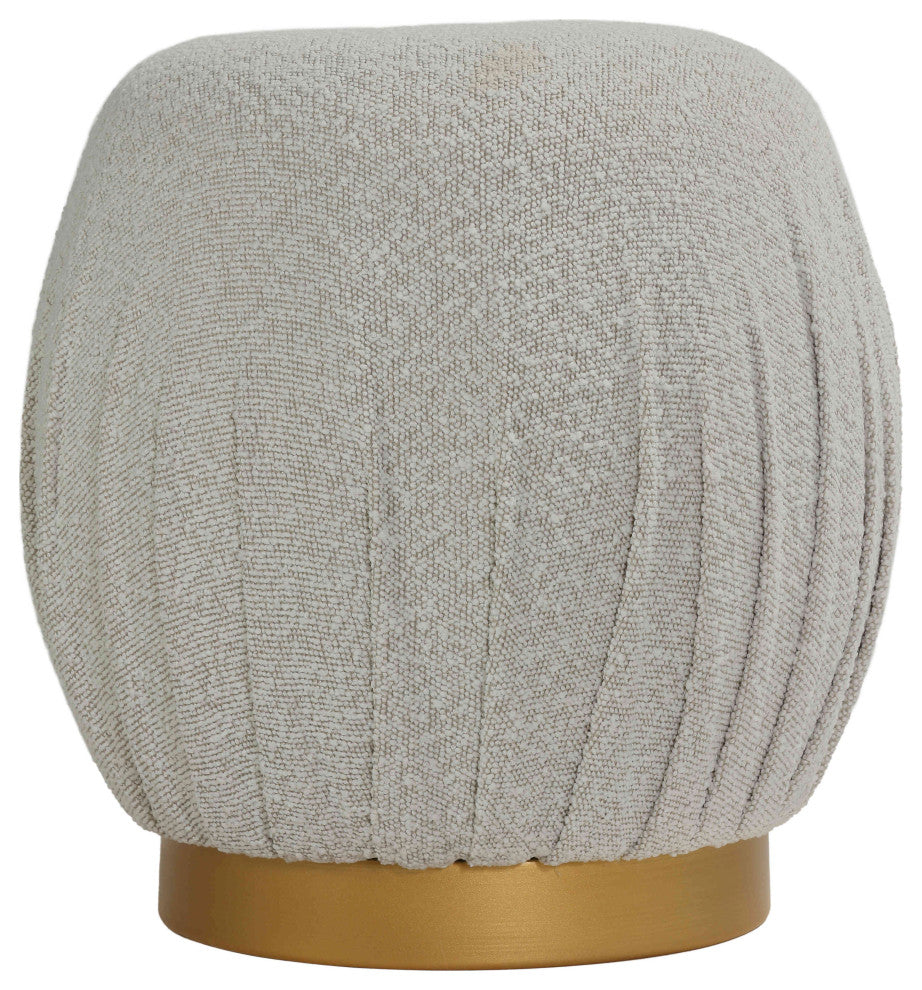 Cortesi Home Paulina Round Ottoman, Light Gray