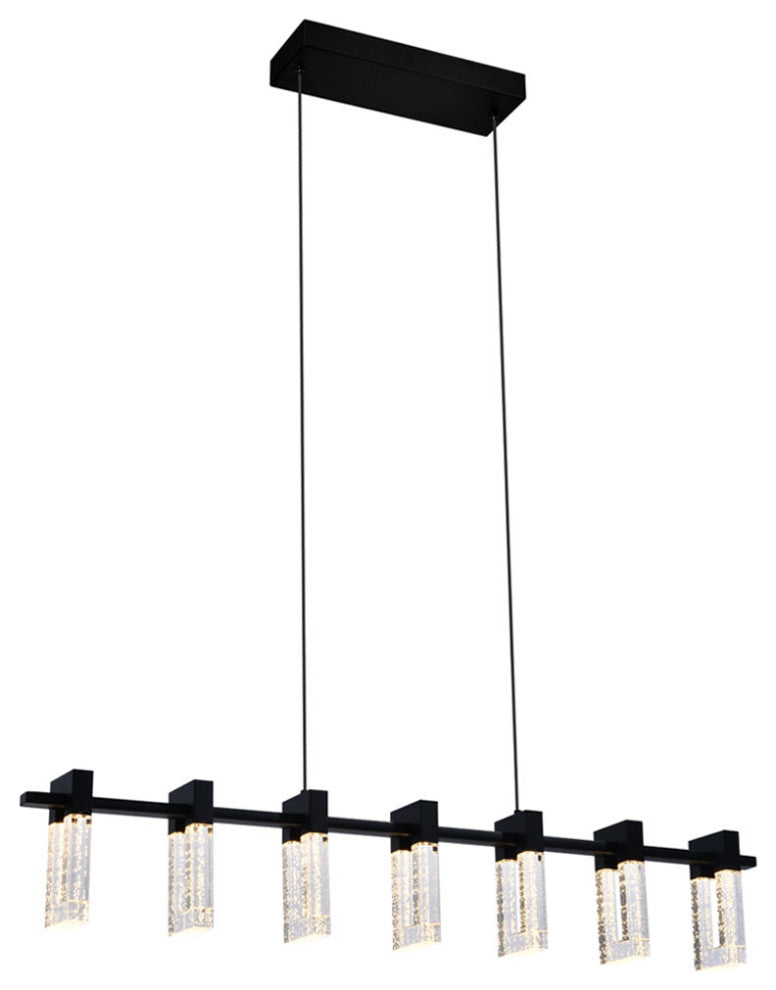 Sorrento 40" 7 Shades ETL Certified Integrated LED Linear Chandelier, Black