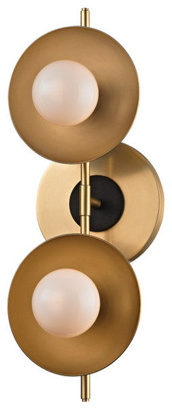 Julien 2 Light Bathroom Vanity Light, Aged Brass