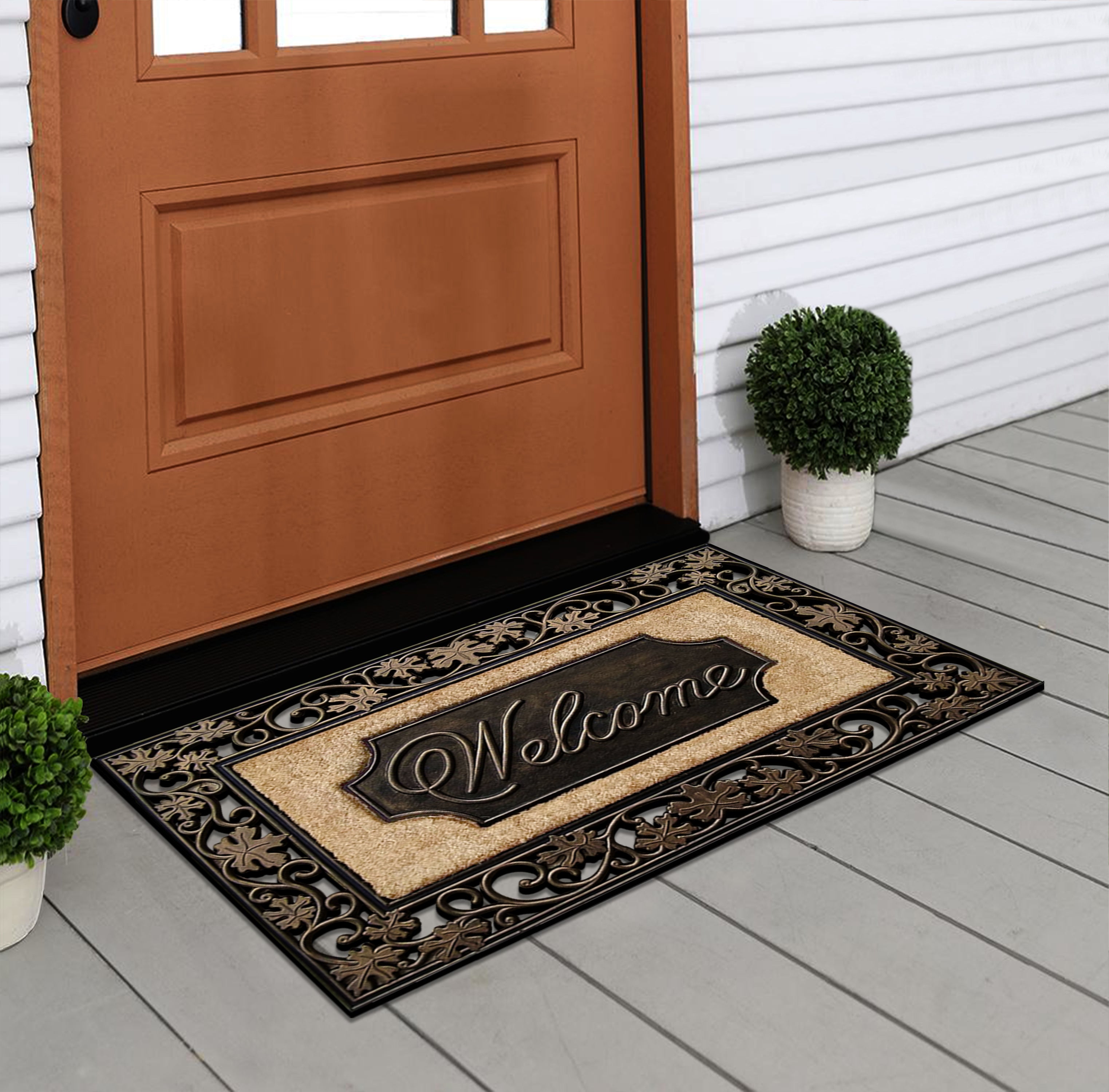 First Impression Rubber/Coir Dirt Trapper 18"x30" Welcome Doormat