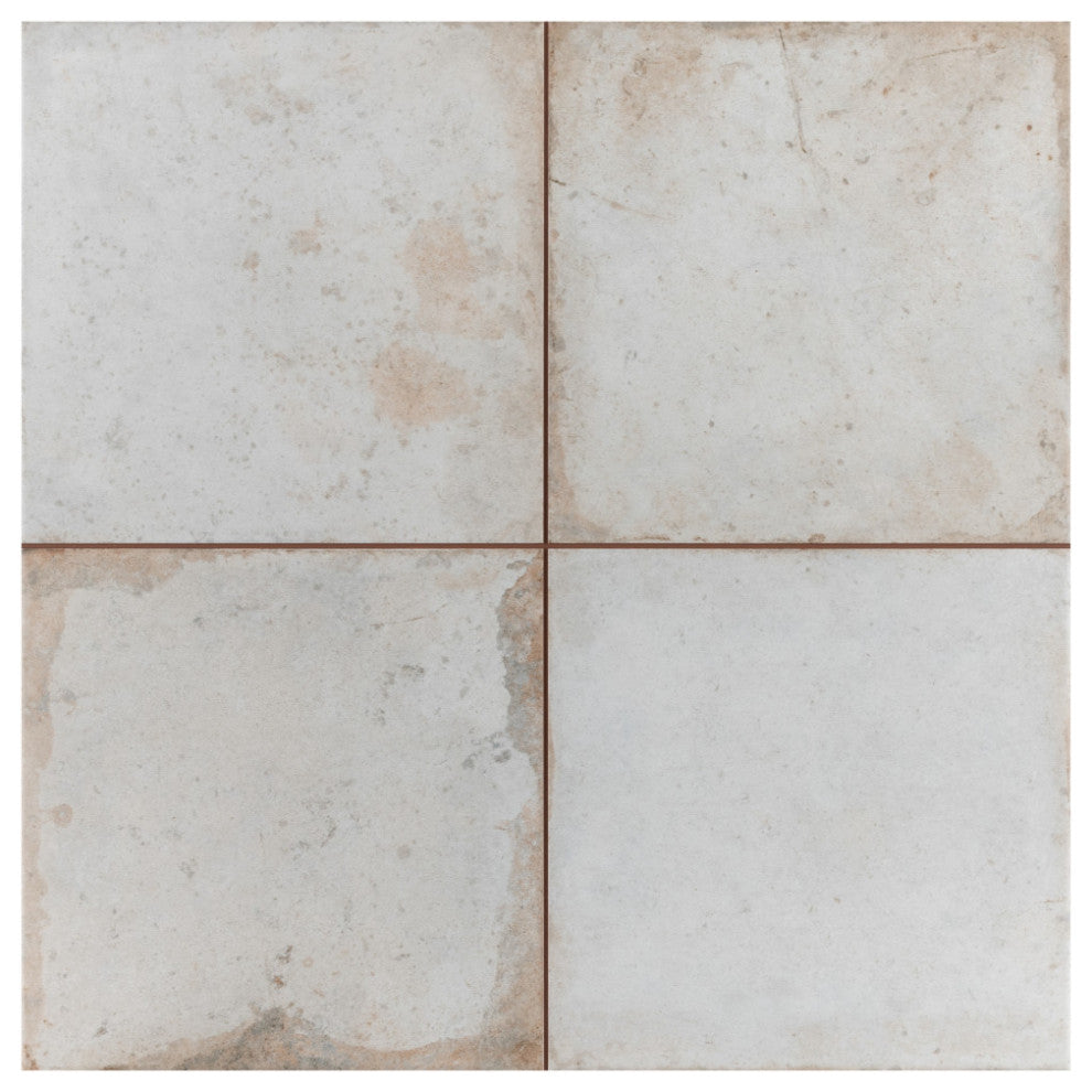 Kings Root Ceramic Floor and Wall Tile, Distressed White