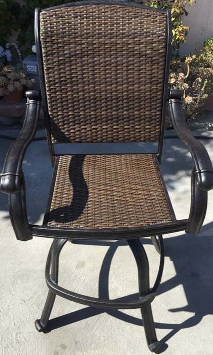 9-Piece Patio Bar-Height Dining Set With Fire Table Outdoor Wicker Furniture