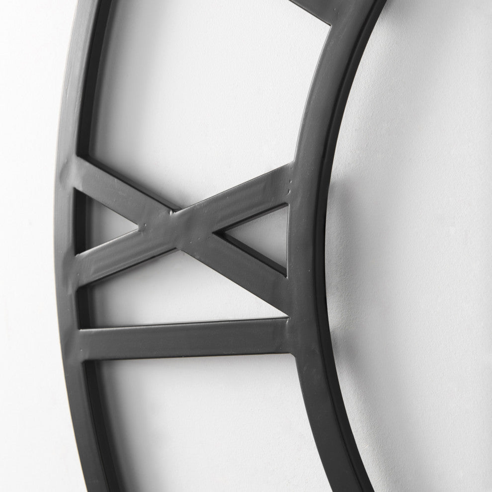 Stoke Matte Black Iron 42" Round Wall Clock