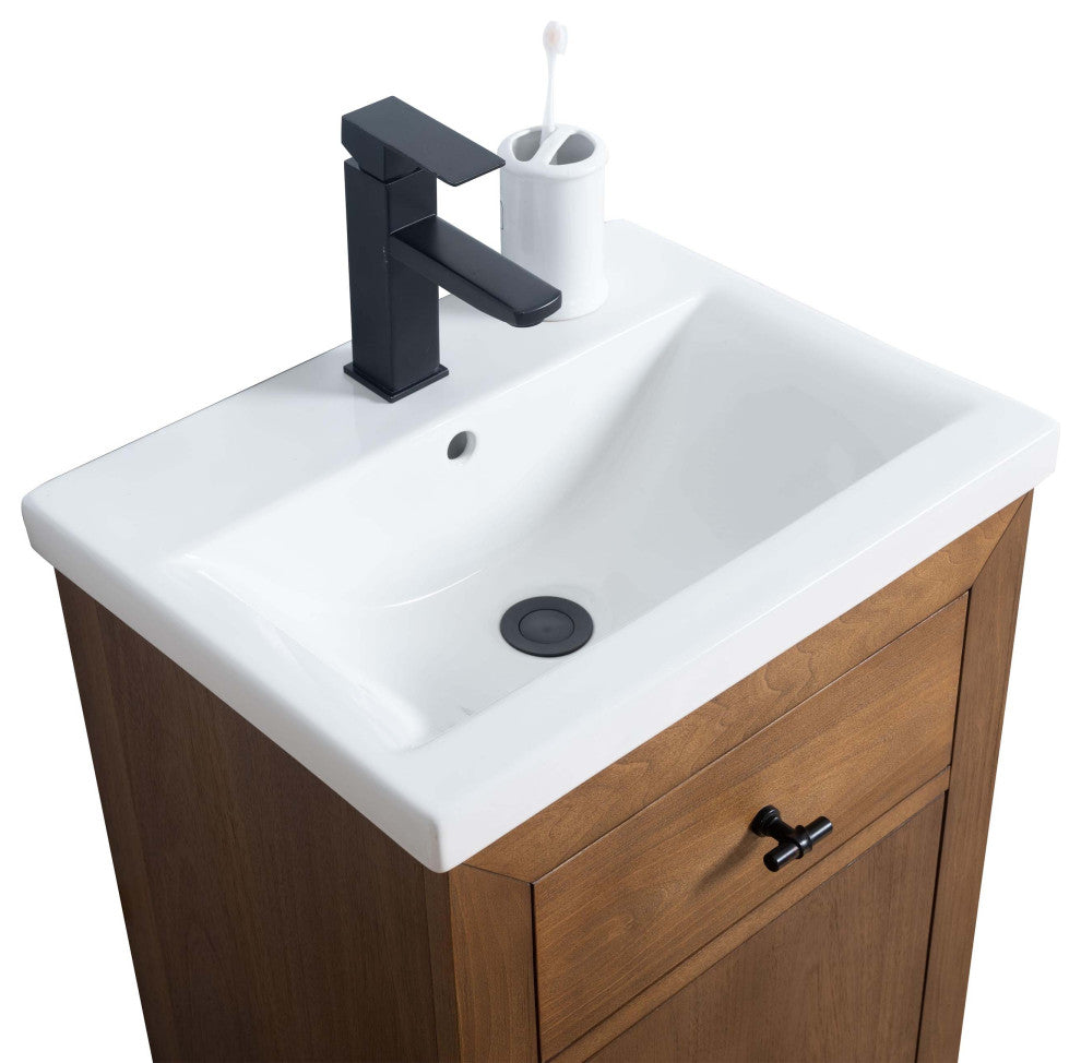 Vanity Art Bathroom Vanity With Sink, Tan, 20" Single, White Ceramic Top